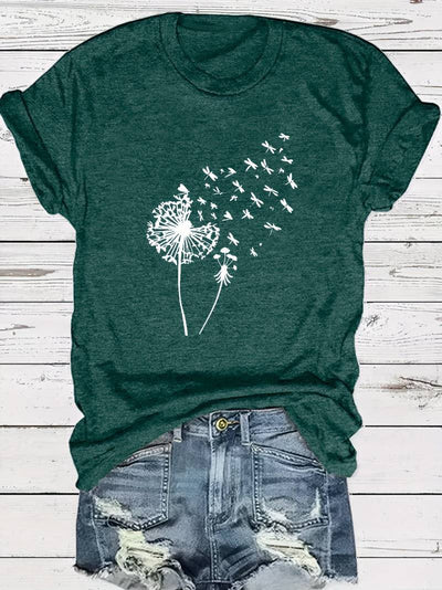 Vanessa | Lässiges T Shirt mit grafischem Löwenzahn Print