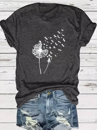 Vanessa | Lässiges T Shirt mit grafischem Löwenzahn Print