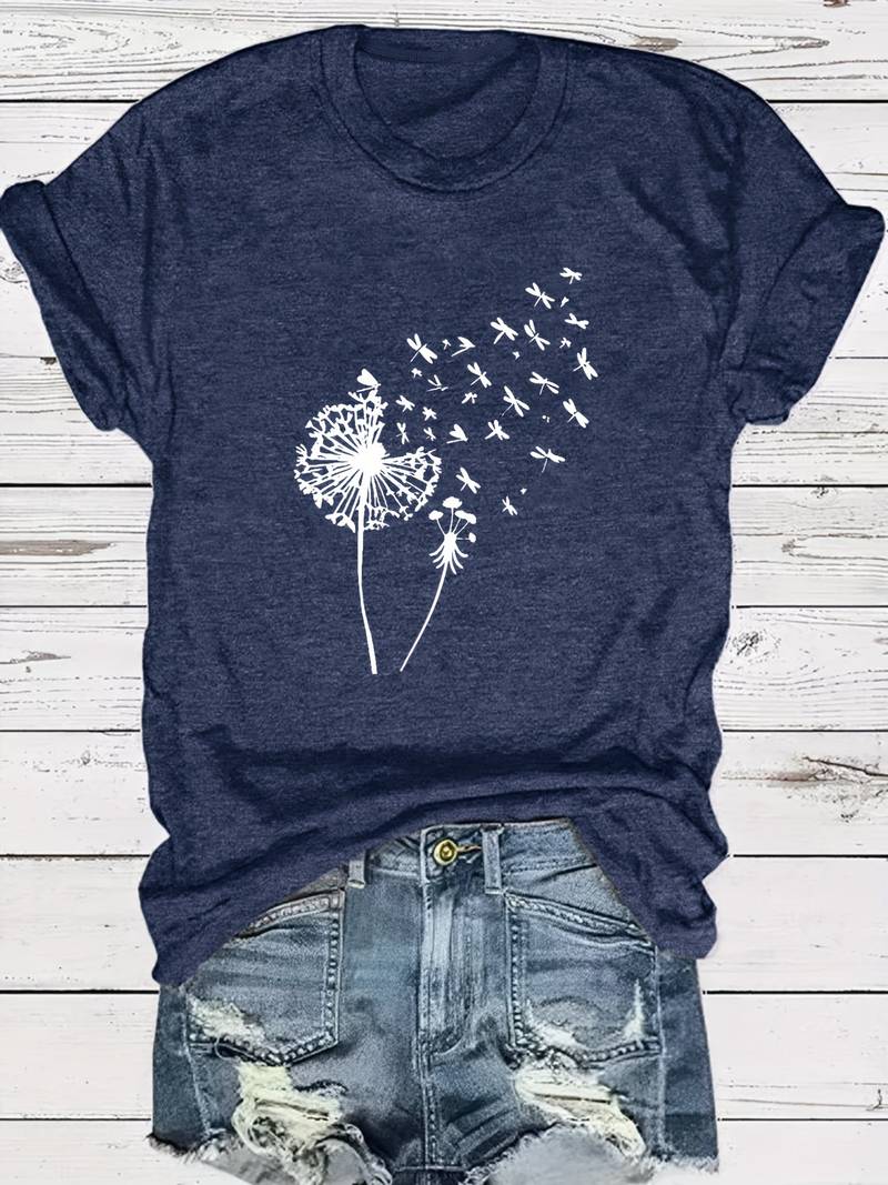 Vanessa | Lässiges T Shirt mit grafischem Löwenzahn Print