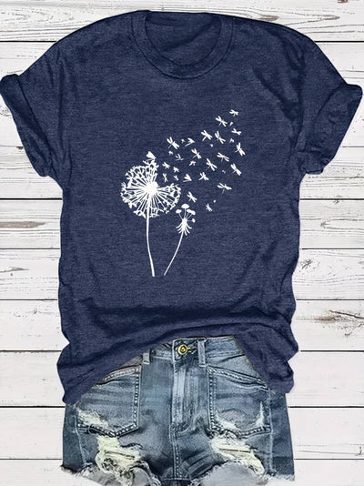 Vanessa | Lässiges T Shirt mit grafischem Löwenzahn Print