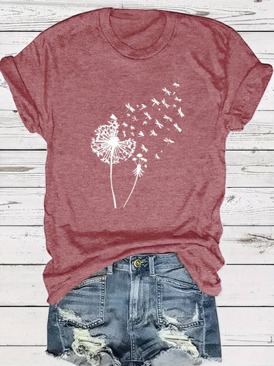 Vanessa | Lässiges T Shirt mit grafischem Löwenzahn Print