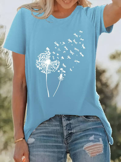 Vanessa | Lässiges T Shirt mit grafischem Löwenzahn Print