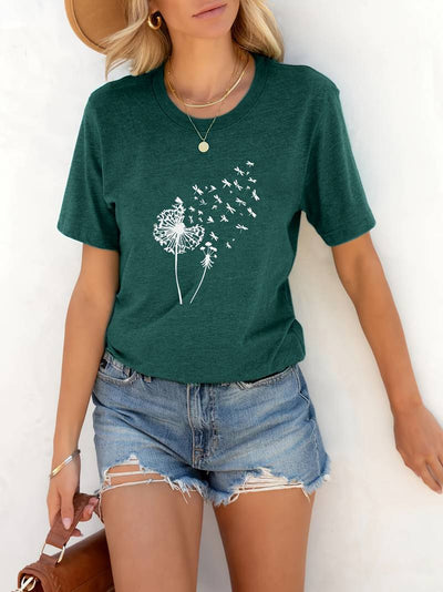 Vanessa | Lässiges T Shirt mit grafischem Löwenzahn Print