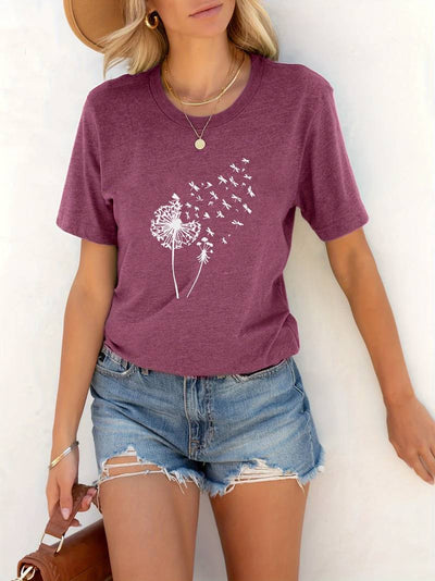 Vanessa | Lässiges T Shirt mit grafischem Löwenzahn Print