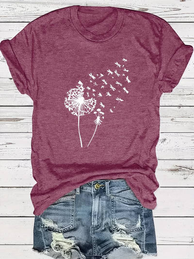 Vanessa | Lässiges T Shirt mit grafischem Löwenzahn Print