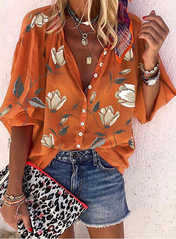 Vanessa | Trendy Boho Casual V Ausschnitt Bluse