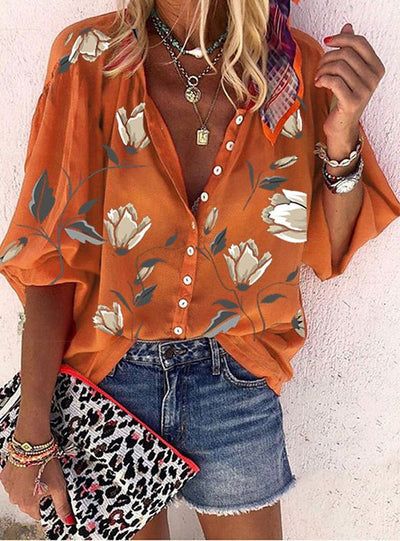 Vanessa | Trendy Boho Casual V Ausschnitt Bluse