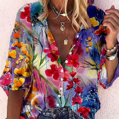 Vanessa | Trendy Boho Casual V Ausschnitt Bluse