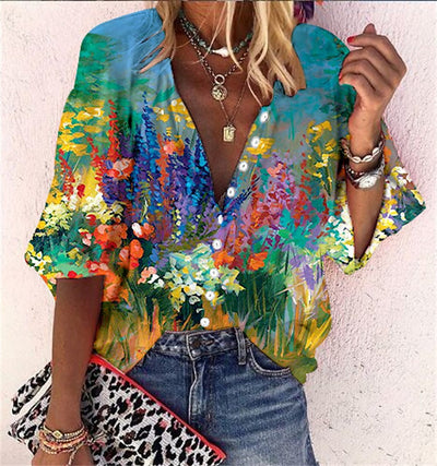 Vanessa | Trendy Boho Casual V Ausschnitt Bluse