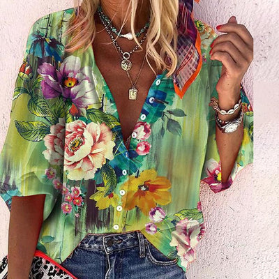 Vanessa | Trendy Boho Casual V Ausschnitt Bluse