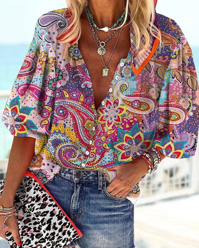 Vanessa | Trendy Boho Casual V Ausschnitt Bluse