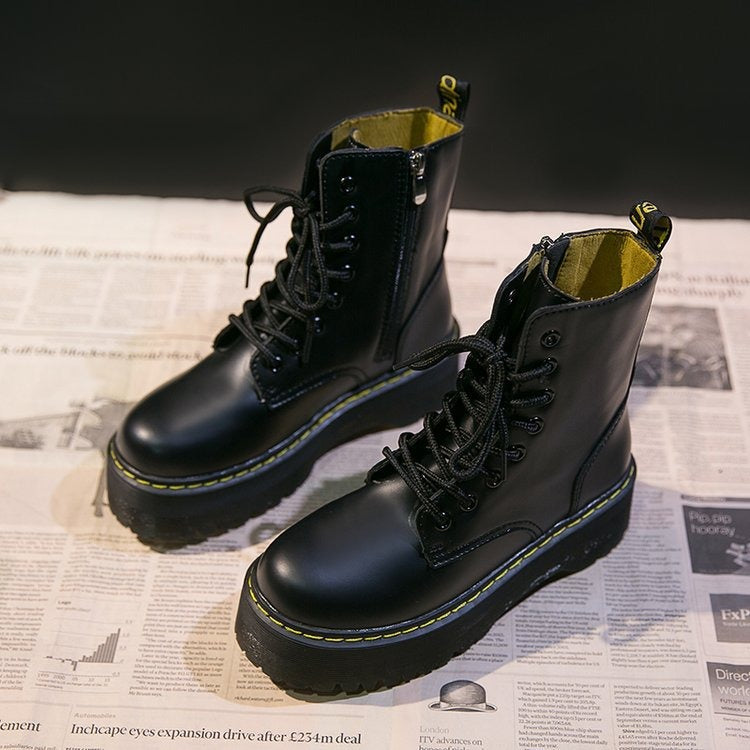 Elinor | Elegante Plateaustiefel aus Leder – Stilvolle Schuhe mit Komfort