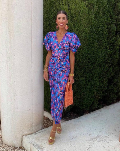 Loren | Lebhaftes Puffärmelkleid