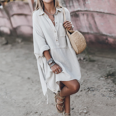 Kleid in Dunkelgrau mit Taschen - Elena