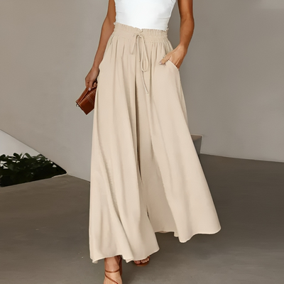 Weitgeschnittene High-Waist Hose Khaki - Sophia