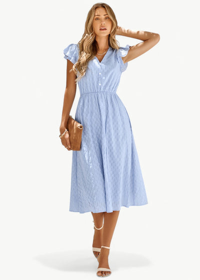 Violet - V-Ausschnitt Kleid mit Rüschen