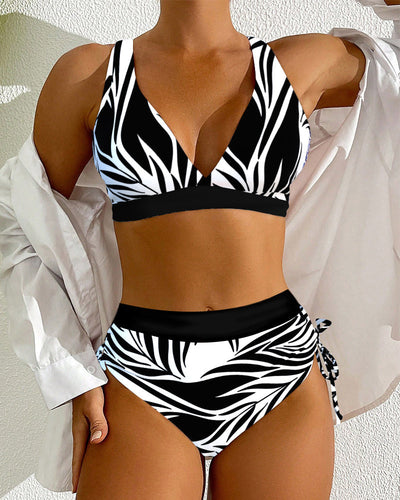 Bikini Zweiteilig Bedruckt Hohe Taille
