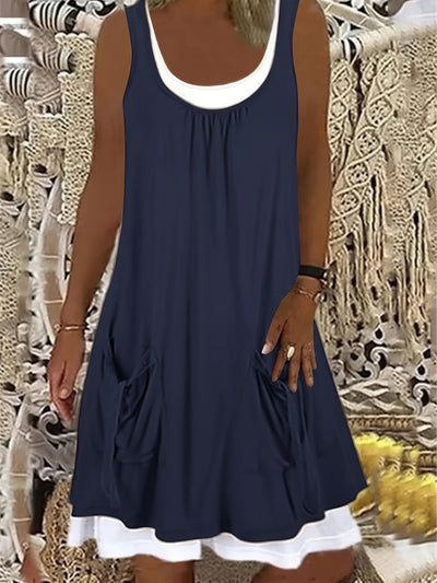 Olivgrünes Kleid mit Taschen - Emma