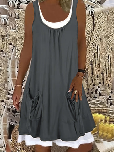 Olivgrünes Kleid mit Taschen - Emma