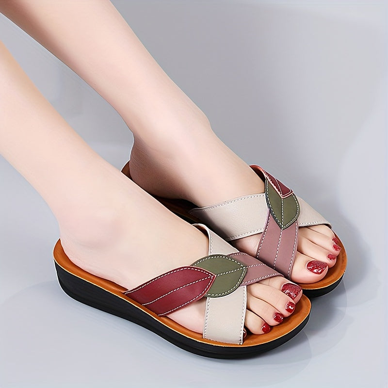 Beige Damen Cross Strap Sandalen - Lara
