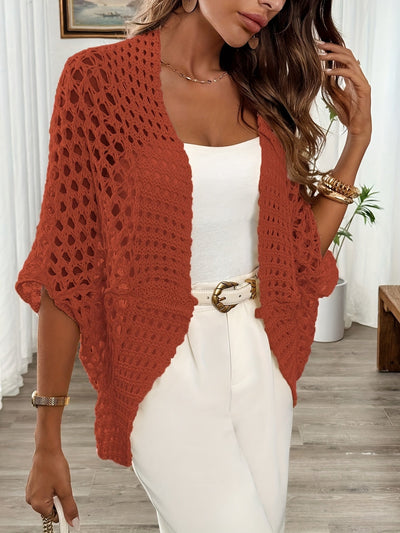 Etleva - Eleganter Hohler Strickjacke Mit Fledermausärmeln