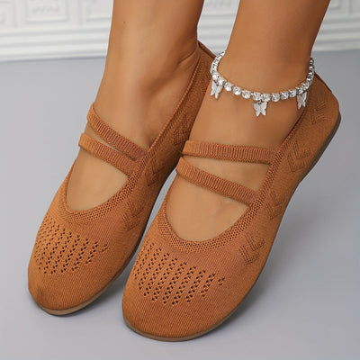 Schwarze Damen Strick Flats