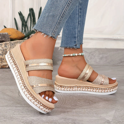 Champagner Plattform Sandalen - Melanie