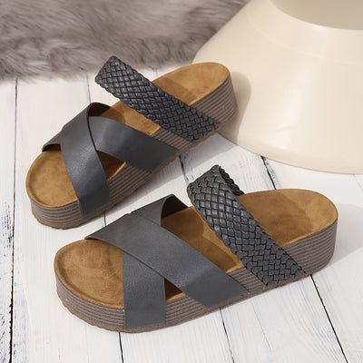 Braune Geflochtene Slipper - Lina