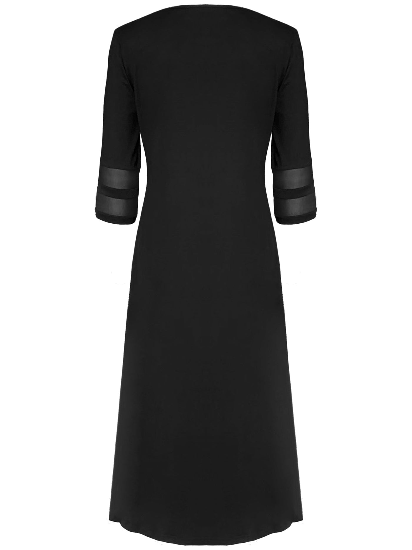 Schwarzes Maxikleid mit Mesh-Ärmeln - Elena