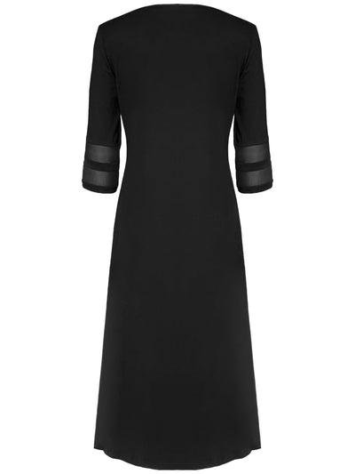 Schwarzes Maxikleid mit Mesh-Ärmeln - Elena