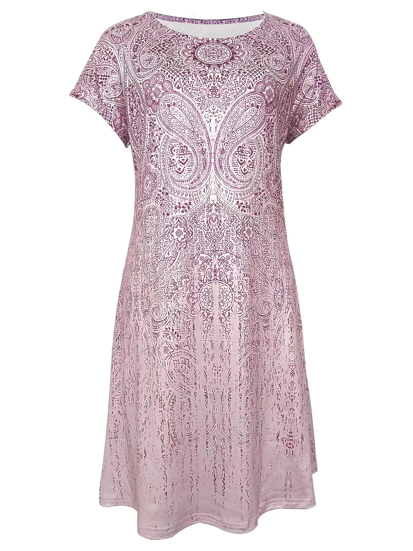 Stahlblaues Druckkleid Kurzarm - Anna