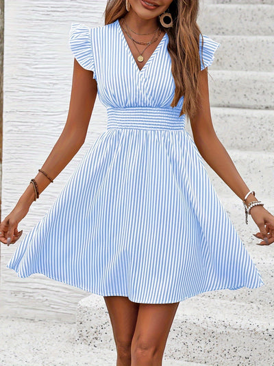Hellblaues Streifen-Sommerkleid - Sophia