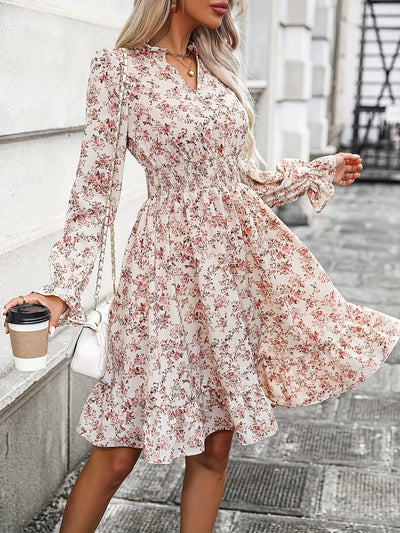 Apricot Blumenprint Kleid - Sophia
