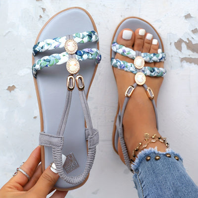 Aprikose Strass flache Sandalen - Clara