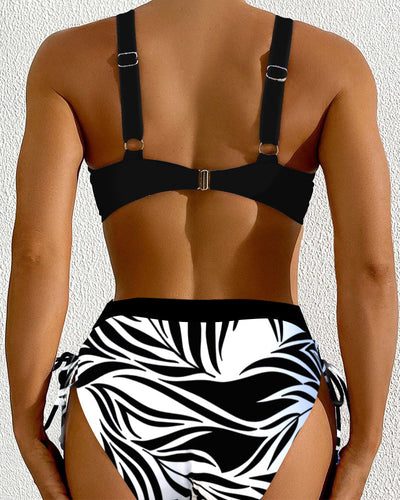 Bikini Zweiteilig Bedruckt Hohe Taille