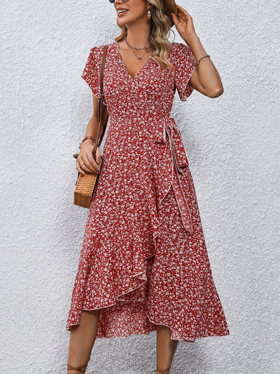 Rosa Wickelkleid mit Blumenmuster - Clara