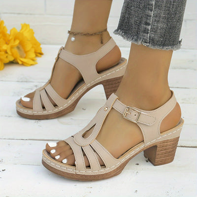 Braune Geflochtene Plateau-Sandalen - Sophia
