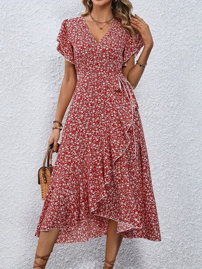Rosa Wickelkleid mit Blumenmuster - Clara