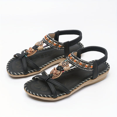Bronzene flache Sandalen mit Strass und Schmetterlingsdesign - Alina