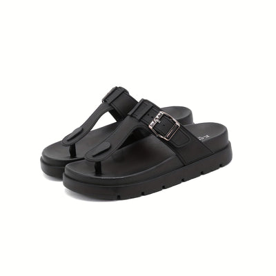 Schwarze Sandalen mit Schnalle und Komfortsohle - Luna