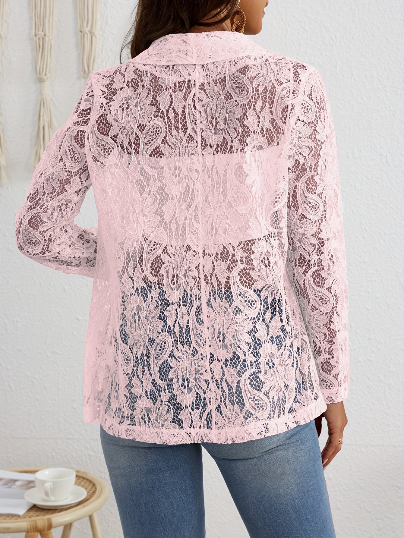 Blazer mit Blumenspitze und Offener Front - Isabella