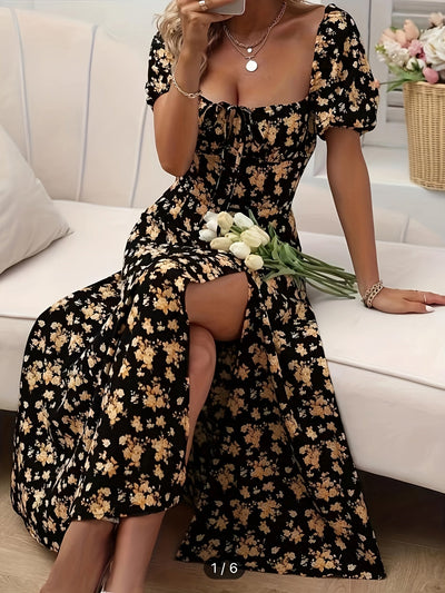Gelbes Blumenprint-Kleid - Sophie