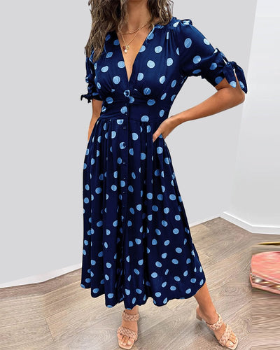 Schwarzes Midikleid mit Punkten - Ella