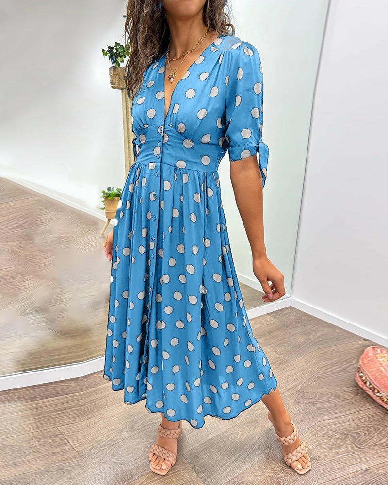 Schwarzes Midikleid mit Punkten - Ella