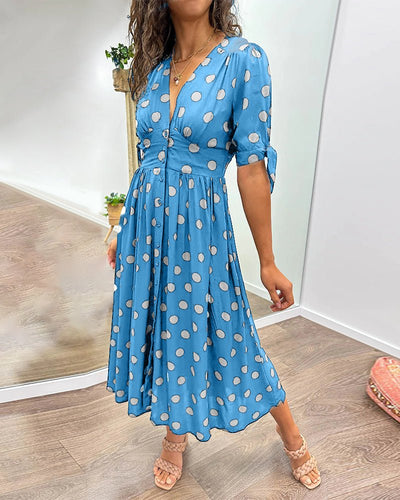 Schwarzes Midikleid mit Punkten - Ella