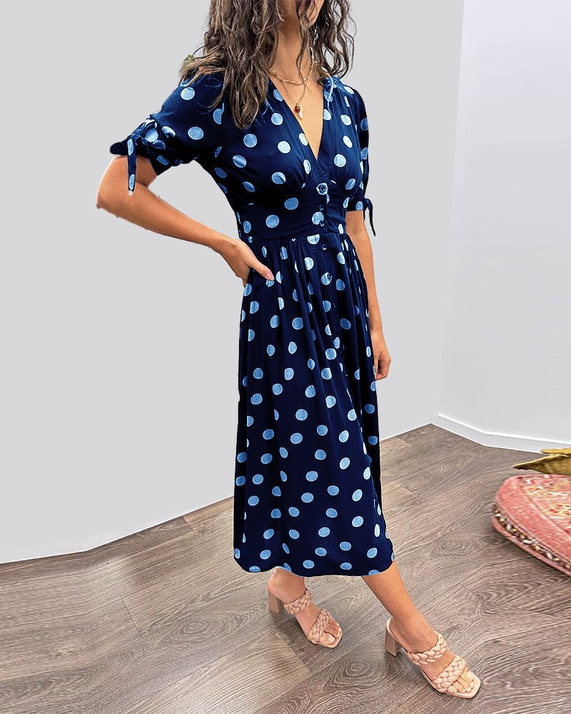Schwarzes Midikleid mit Punkten - Ella