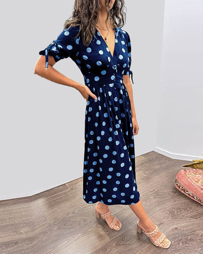 Schwarzes Midikleid mit Punkten - Ella