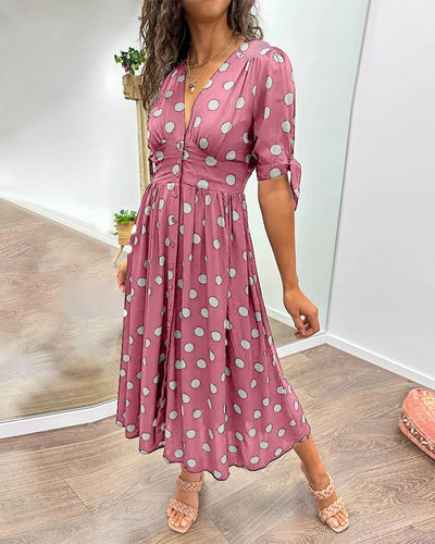 Schwarzes Midikleid mit Punkten - Ella