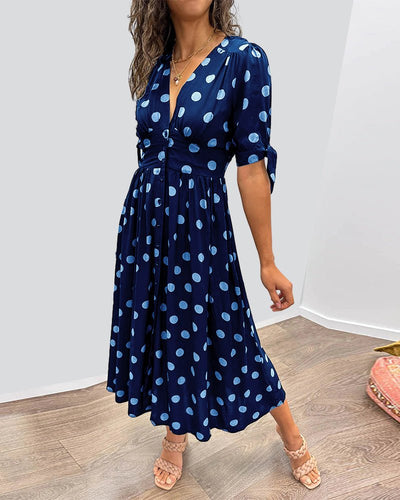 Schwarzes Midikleid mit Punkten - Ella