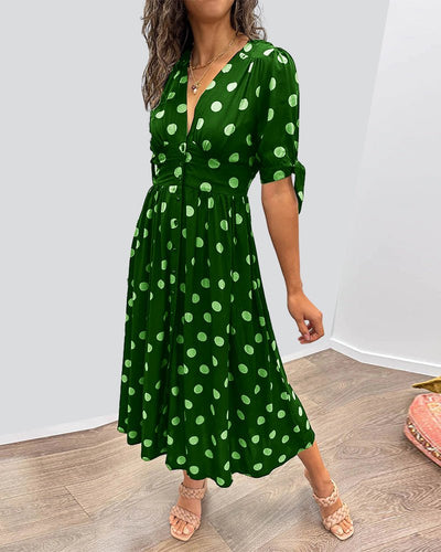 Schwarzes Midikleid mit Punkten - Ella